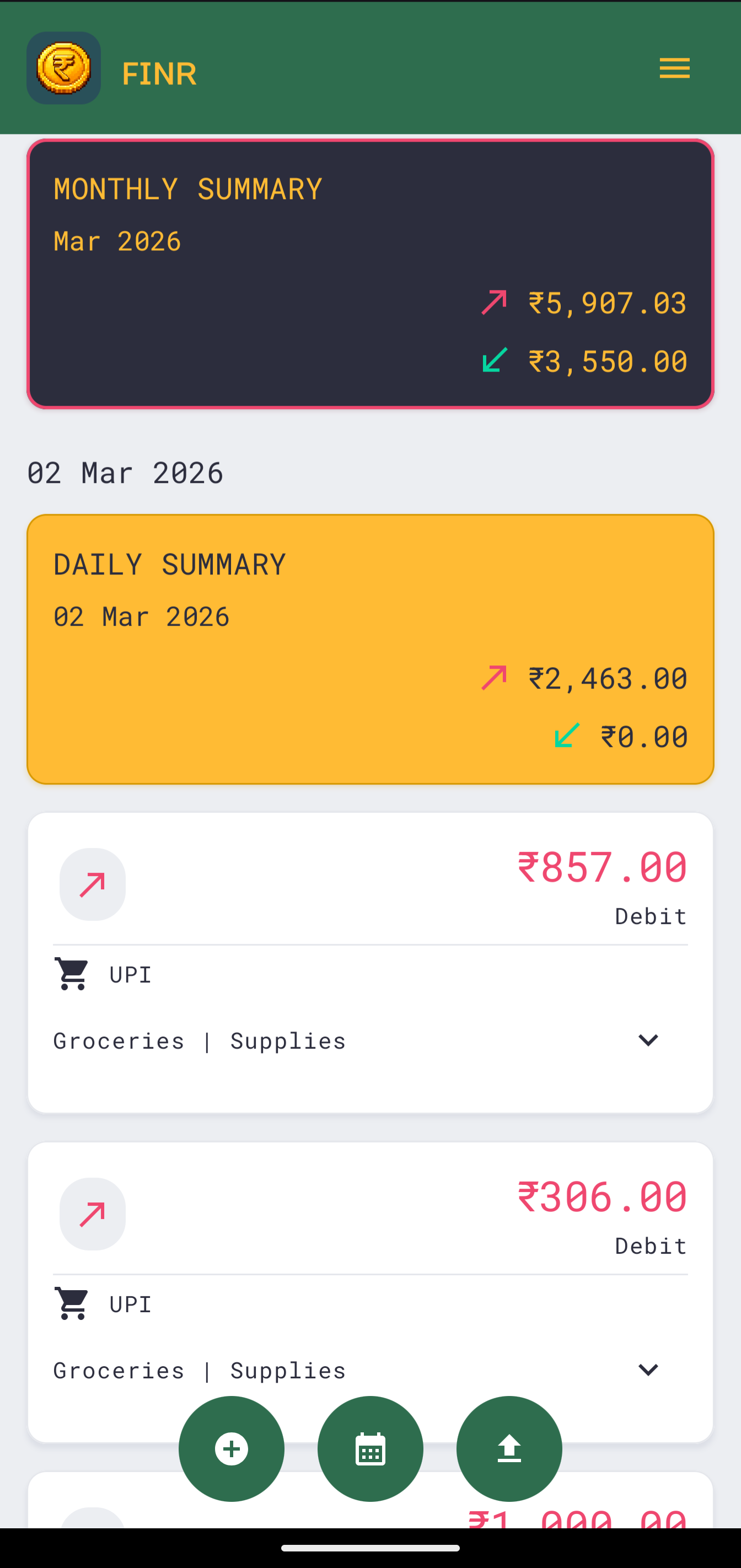 finr home screen preview