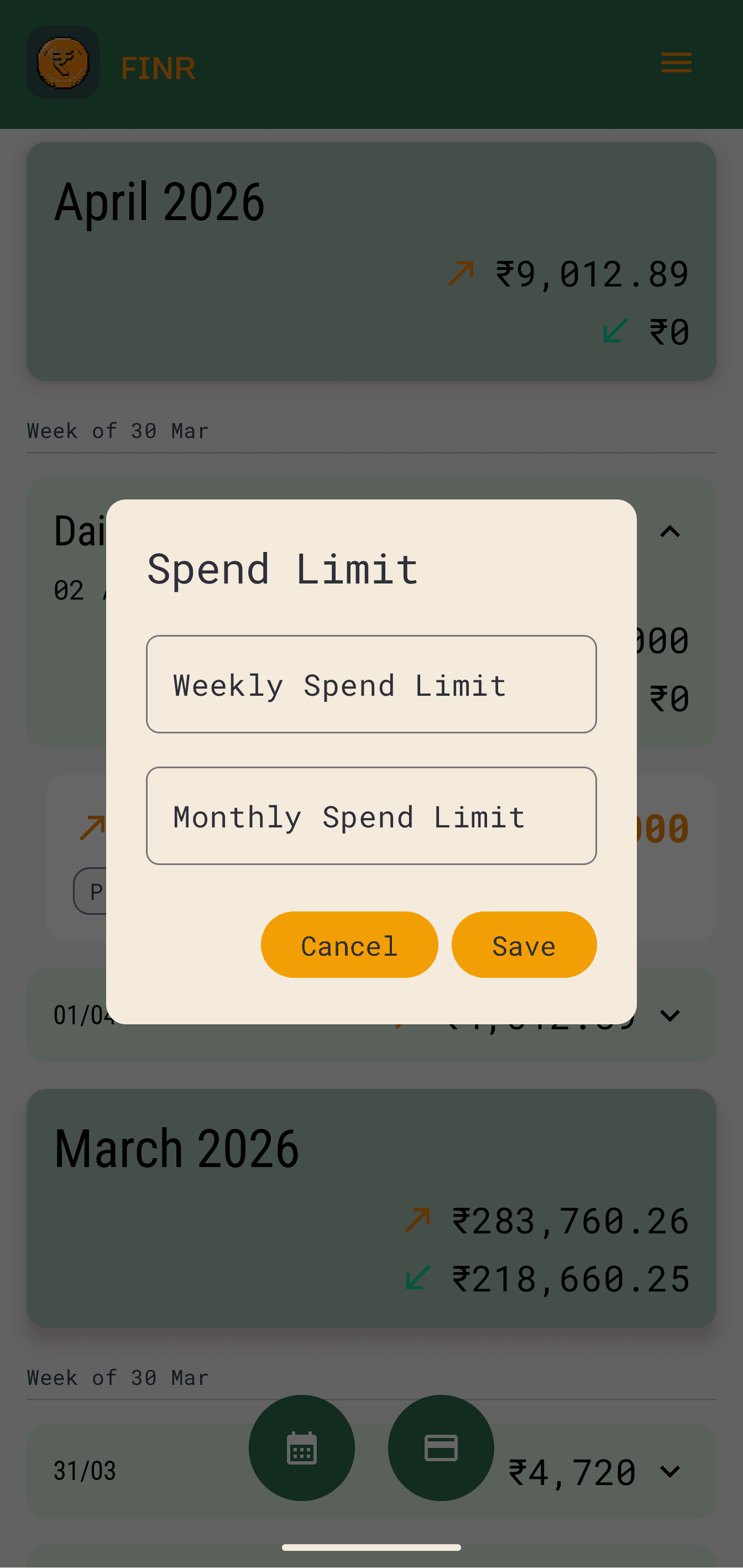 finr spend limit view
